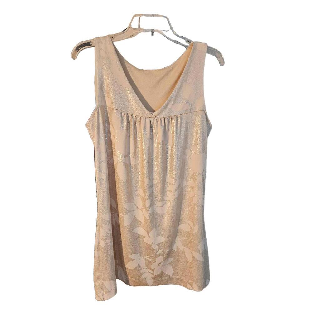 Womens By Deep Los Angeles M Light Gold Shimmer Leaf‎ V Neck Mini Dress